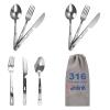 Travel Utensils with Pouch, 4-in-1 Silverware Set 3-Pack with Portable Stainless Steel Spoon, Fork, Knife & Bottle Opener Combo, Cutlery Set for Camping, Hiking, Picnic, Gadgets, Lunch Box for Men view 1