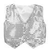 FEESHOW Kids Big Boys Shiny Sequined Shirt Vest Waistcoat Jacket for Wedding Prom Dance Performance Costume Silver Vest 7-8 view 1