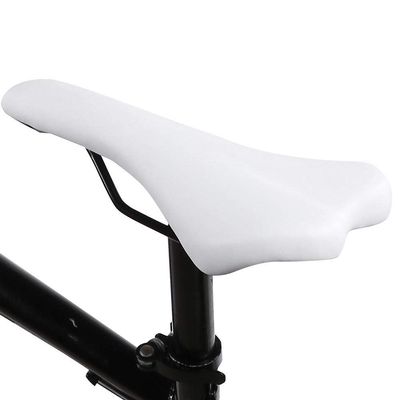 Bike Seat, 2 Colors Shockproof Wear-Resistant PU Leather Saddle Cycling Cushion (White)