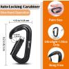12kN Heavy Duty Carabiner Clips - Favofit Auto Locking Twist Lock Carabiner for Keychain Clip Key Ring Hammock & Dog Leash - Snag-Free D Ring Carabiners for Camping & Gym view 2