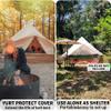 DANCHEL OUTDOOR Waterproof Rain Fly for Bell Tent, 4 Season Yurt Tent Rain Cover Protector Tarp Glamping Gears, PU5000mm Lightweight Oxford Nylon, Beige 4m/13ft view 3
