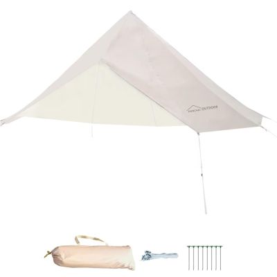 DANCHEL OUTDOOR Waterproof Rain Fly for Bell Tent, 4 Season Yurt Tent Rain Cover Protector Tarp Glamping Gears, PU5000mm Lightweight Oxford Nylon, Beige 5m/16.4ft