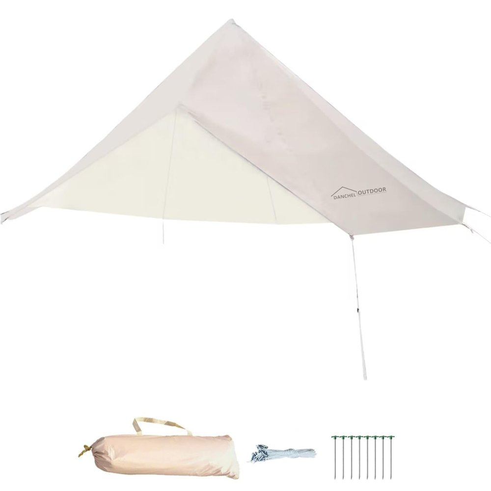 DANCHEL OUTDOOR Waterproof Rain Fly for Bell Tent, 4 Season Yurt Tent Rain Cover Protector Tarp Glamping Gears, PU5000mm Lightweight Oxford Nylon, Beige 5m/16.4ft