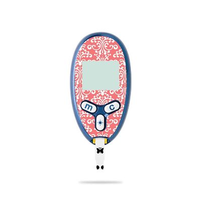 MightySkins Skin Compatible with Abbott Freestyle Lite - Coral Damask | Protective, Durable, and Unique Vinyl Decal wrap Cover | Easy to Apply, Remove, and Change Styles | Made in The USA
