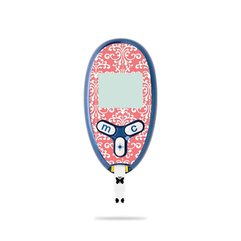 MightySkins Skin Compatible with Abbott Freestyle Lite - Coral Damask | Protective, Durable, and Unique Vinyl Decal wrap Cover | Easy to Apply, Remove, and Change Styles | Made in The USA