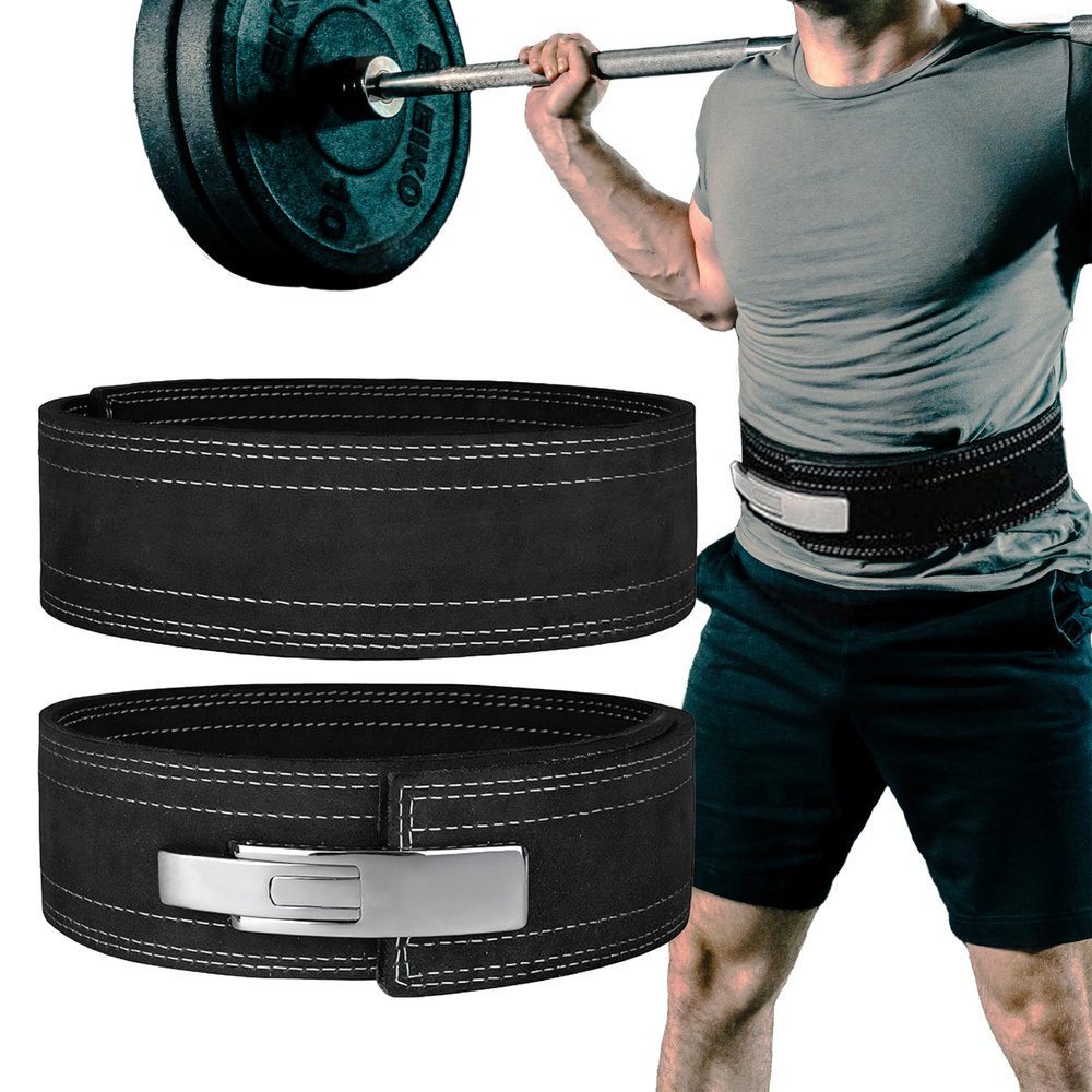 Hawk Sports Weightlifting Belt for Men and Women, 10mm x 4" Genuine Leather Lever Belt for Bodybuilding, Perfect for Deadlifting, Powerlifting, and Squats - Small, Silver/Black