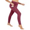 PHISOCKAT High Waist Yoga Pants Women with Pockets, Leggings for Women Tummy Control, Workout Leggings Wine view 3
