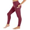 PHISOCKAT High Waist Yoga Pants Women with Pockets, Leggings for Women Tummy Control, Workout Leggings Wine view 4