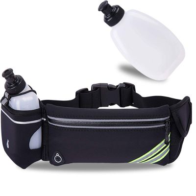 MOVOYEE Running Belt with Water Bottle Holder for iPhone 16 15 14 13 12 11 Pro Max Xs 16e Xr X Plus SE Mini/Galaxy,Reflective Phone Belt Bag for Running Women Men Hydration Waist Bag Fanny Pack Pouch