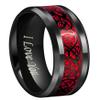 CROWNAL Black Dragon Men Tungsten Carbide Ring Wedding Band 8mm Red Carbon Fiber Black Celtic Dragon Inlay Engraved I Love You Size 7 To 17 view 1
