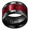 CROWNAL Black Dragon Men Tungsten Carbide Ring Wedding Band 8mm Red Carbon Fiber Black Celtic Dragon Inlay Engraved I Love You Size 7 To 17 view 2