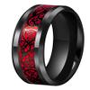 CROWNAL Black Dragon Men Tungsten Carbide Ring Wedding Band 8mm Red Carbon Fiber Black Celtic Dragon Inlay Engraved I Love You Size 7 To 17 view 3