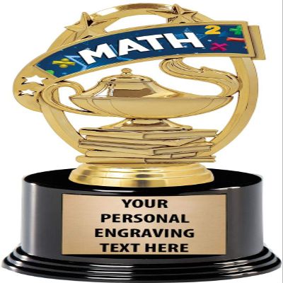 Crown Awards Math Trophies with Custom Engraving, 7.25" Personalized Mathematics Kids Trophy On Deluxe Round Base 10 Pack