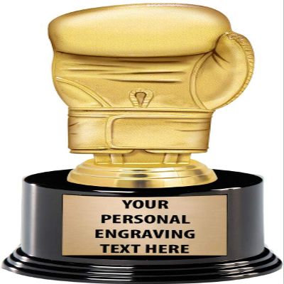 Crown Awards Boxing Trophies with Custom Engraving, 7.25" Personalized Gold Boxing Glove Trophy On Deluxe Round Base 10 Pack