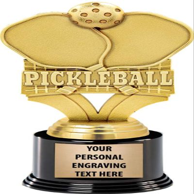 Crown Awards Pickleball Trophies with Custom Engraving, 7.25" Personalized Pickleball Trophy On Deluxe Round Base 10 Pack