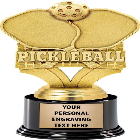 Crown Awards Pickleball Trophies with Custom Engraving, 7.25" Personalized Pickleball Trophy On Deluxe Round Base 10 Pack