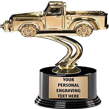 Crown Awards Pickup Trucks Trophies with Custom Engraving, 7.25" Personalized Car Show Automobile Trophy On Deluxe Round Base 5 Pack Prime