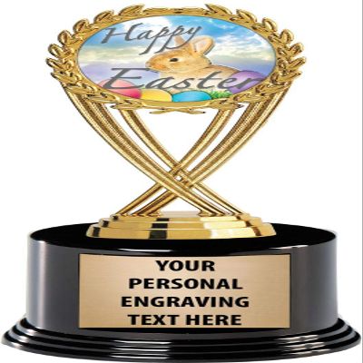 Crown Awards Easter Trophies with Custom Engraving, 7.25" Personalized Kids Easter Trophy On Deluxe Round Base 10 Pack