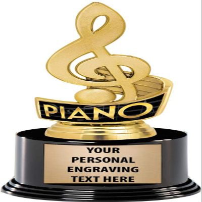 Crown Awards Piano Trophies with Custom Engraving, 7.25" Personalized Piano Music Trophy On Deluxe Round Base 50 Pack