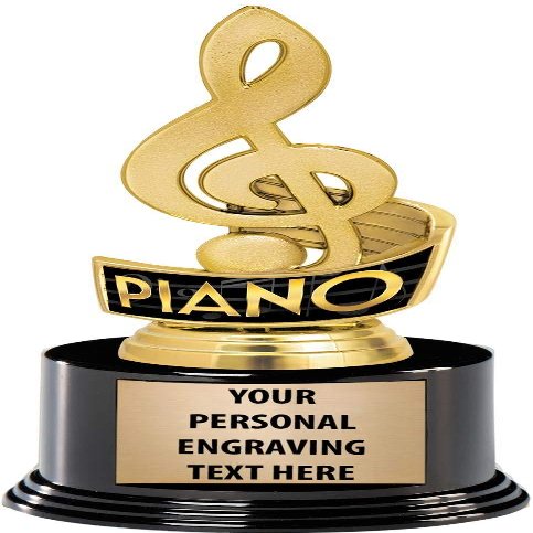 Crown Awards Piano Trophies with Custom Engraving, 7.25" Personalized Piano Music Trophy On Deluxe Round Base 50 Pack