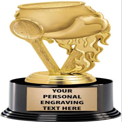 Crown Awards Cooking Trophies with Custom Engraving, 7.25" Personalized Chili Pot Cooking Trophy On Deluxe Round Base 10 Pack