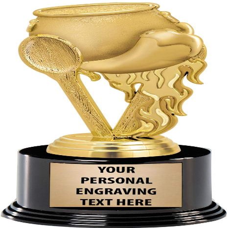 Crown Awards Cooking Trophies with Custom Engraving, 7.25" Personalized Chili Pot Cooking Trophy On Deluxe Round Base 10 Pack