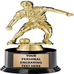 Crown Awards Soccer Trophies with Custom Engraving, 7.25" Personalized Boys Soccer Dribbler Trophy On Deluxe Round Base 50 Pack