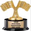 Crossed Flags Trophies with Custom Engraving, 6.75" Personalized Checkered Race Flags Trophy On Deluxe Round Base 10 Pack view 1