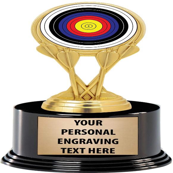 Crown Awards Archery Trophies with Custom Engraving, 7.25" Personalized Archery Target Bullseye Trophy On Deluxe Round Base 5 Pack Prime