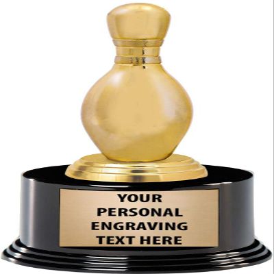 Crown Awards Bowling Trophies with Custom Engraving, 7.25" Personalized Gold Bowling Pin Trophy On Deluxe Round Base 10 Pack