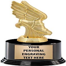 Crown Awards Track and Field Trophies with Custom Engraving, 7.25" Personalized Gold Winged Foot Running Trophy On Deluxe Round Base 10 Pack