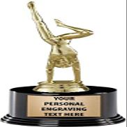 Crown Awards Gymnastics Trophies with Custom Engraving, 7.25" Personalized Gold Gymnast Trophy On Deluxe Round Base 10 Pack