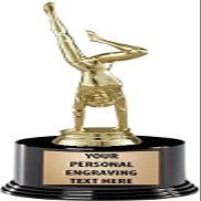Crown Awards Gymnastics Trophies with Custom Engraving, 7.25" Personalized Gold Gymnast Trophy On Deluxe Round Base 10 Pack