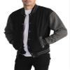 Pro Club Men's Varsity Fleece Baseball Jacket, Black/Charcoal, Large view 3