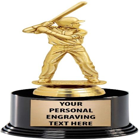 Crown Awards Baseball Trophies with Custom Engraving, 7.25" Personalized Boys Baseball Batter Trophy On Deluxe Round Base 50 Pack Prime