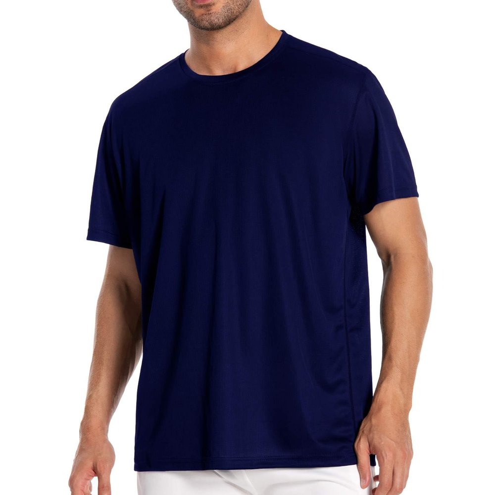 simcotic Big and Tall Workout Shirts for Men, Quick Dry Workout T Shirts, Gym Running Athletic Moisture Wicking Shirts Short Sleeve Tee Navy Blue L