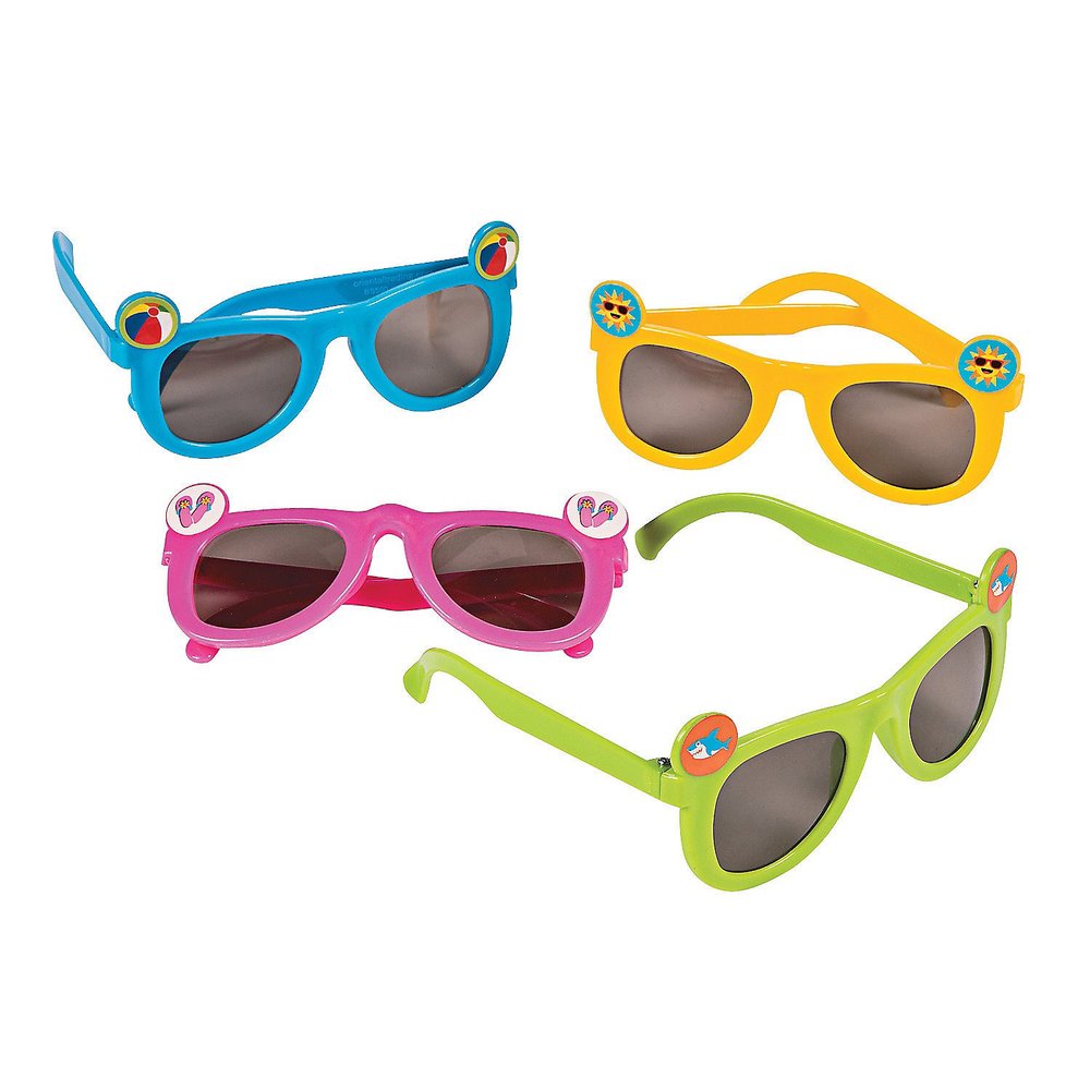 Fun Express - Kids Summer Fun Icon Sunglasses for Birthday - Apparel Accessories - Eyewear - Sunglasses - Birthday - 12 Pieces