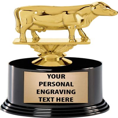 Crown Awards Cow Trophies with Custom Engraving, 5.75" Personalized Dairy Cow Trophy On Deluxe Round Base 50 Pack Prime