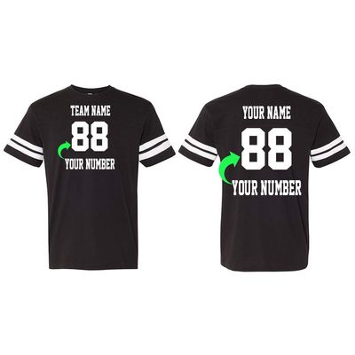Customized Unisex Tee-Shirt Personalized with Your Name and Team Number (Black Solid, Medium)
