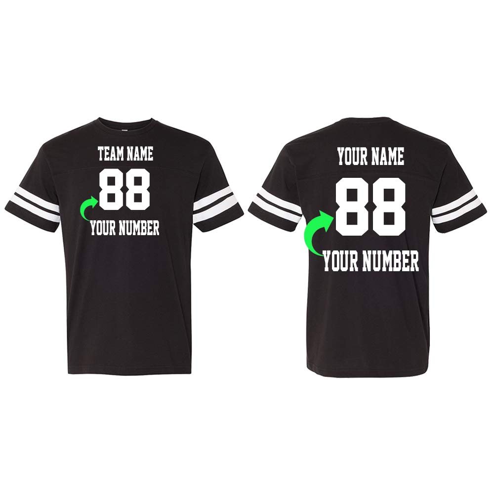 Customized Unisex Tee-Shirt Personalized with Your Name and Team Number (Black Solid, Medium)