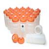 Rolling Sands Reusable Bulk Water Bottles 24 Pack - 20 Oz Sports Water Bottles, USA Made, BPA-Free, Wide Mouth for Easy Cleaning, Dishwasher Safe, Break Resistant - Clear Frost Bottle/Orange Lid view 1