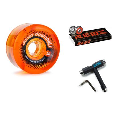Daddies Board Shop Dano's Downhills Longboard Wheels 70mm 78a Amber with Bones Reds Bearings and CCS Skate Tool