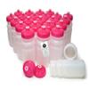 Rolling Sands Reusable Bulk Water Bottles 24 Pack - 20 Oz Sports Water Bottles, USA Made, BPA-Free, Wide Mouth for Easy Cleaning, Dishwasher Safe, Break Resistant - Clear Frost Bottle/Pink Lid view 1