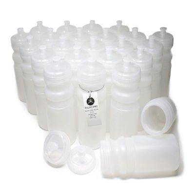 Rolling Sands Reusable Bulk Water Bottles 24 Pack - 20 Oz Sports Water Bottles, USA Made, BPA-Free, Wide Mouth for Easy Cleaning, Dishwasher Safe, Break Resistant - Clear Frost Bottle/Clear Lid
