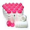 Rolling Sands Reusable Bulk Water Bottles 24 Pack - 20 Oz Sports Water Bottles, USA Made, BPA-Free, Wide Mouth for Easy Cleaning, Dishwasher Safe, Break Resistant - White Bottle/Pink Lid view 1