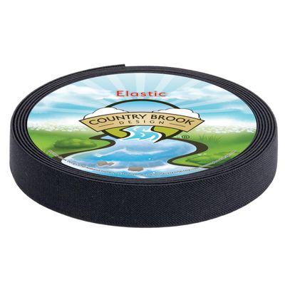 Country Brook Design - 3/4 Inch Black Elastic Polyester Webbing, 6 Yards