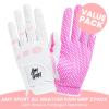 Amy Sport Womens Golf Glove 2 Pack Golf Gloves Women Right Handed Golfer Left Hand Ladies Rain Grip All Weather Pink Size Small Medium Large XL (Medium, Worn on Right Hand) view 2