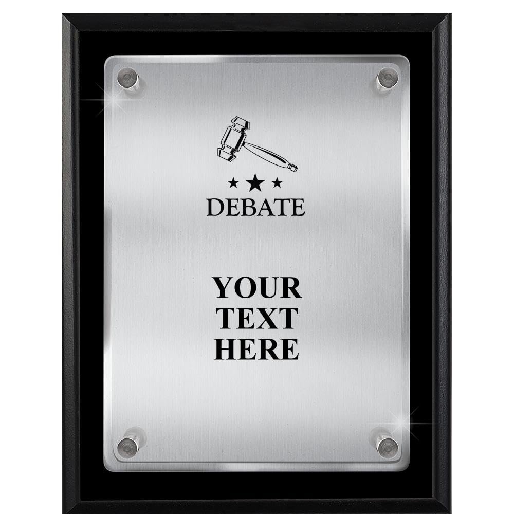Gavel Plaques with Custom Engraving, 7x9 Debate Team Floating Plaque Award, Great Personalized Debate Team Awards Prime