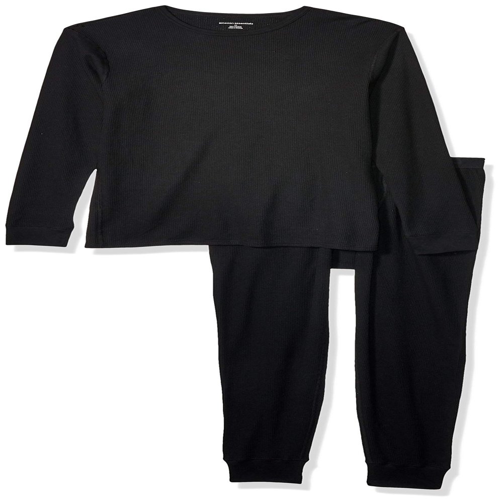 Amazon Essentials Men's Thermal Waffle Knit Long Johns Underwear Set for Cold Weather, Black, X-Small