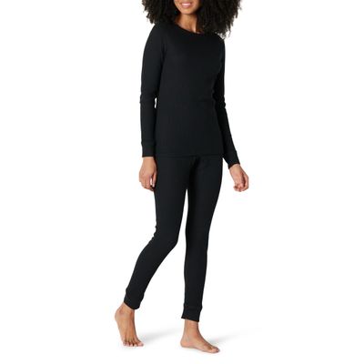 Amazon Essentials Women's Thermal Long Underwear Set Underwear, -Black, L